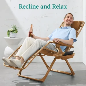 Adjustable Zero Gravity Chair – Folding Patio Recliner with Side Tray & Headrest | Monochromatic Frame, UV-Resistant Mesh, 300 lb Capacity
