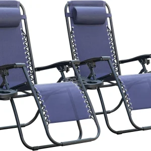 Zero Gravity Chair – Folding Outdoor Reclining Lounge with Cup Holder & Pillow